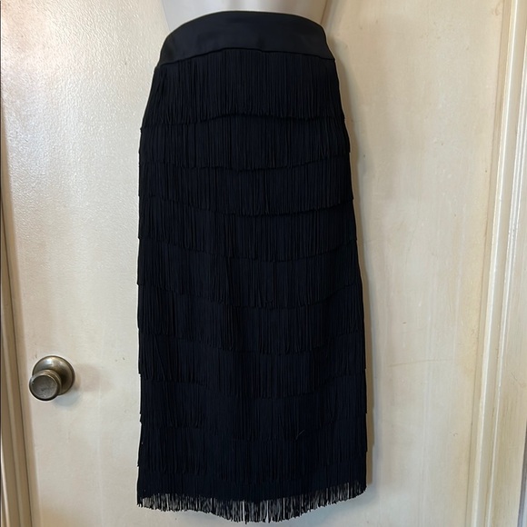 JAYGODFREY Dresses & Skirts - Jaygodfrey black silk fringe skirt size 8